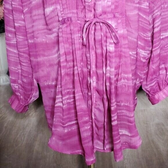 𝅺LANE Bryant Pink Mock Neck Ruffle Front Long Sleeve Tunic Top Plus Size 14/16 - Picture 6 of 14